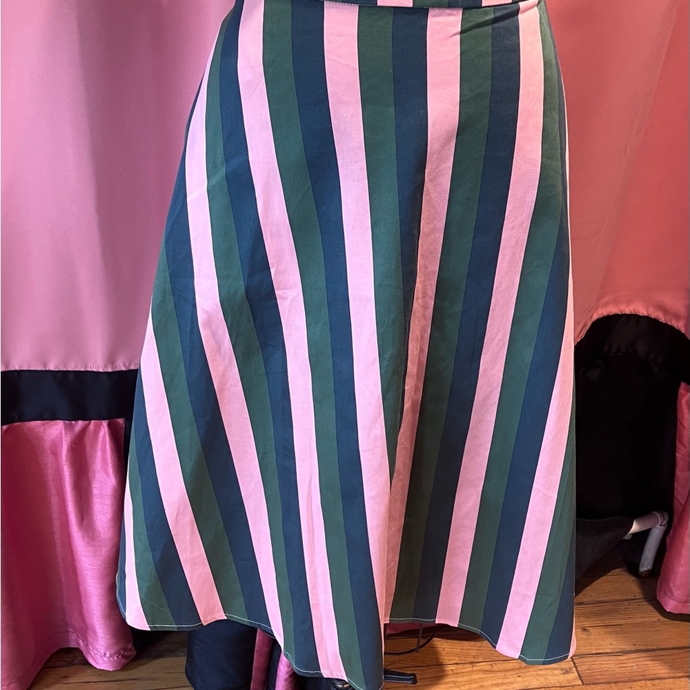 Collectif Pink and Blue Asymmetrical Midi Skirt